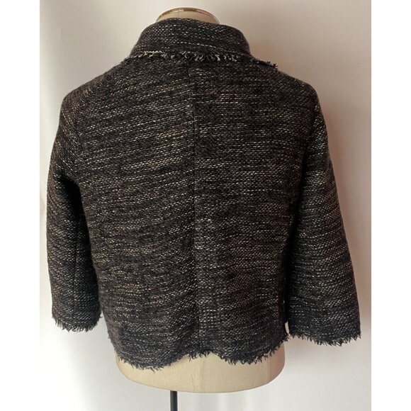 Isabel Marant Etoile Tweed Jacket Black White Striped Wool Blend Blazer Sz L - Picture 4 of 10